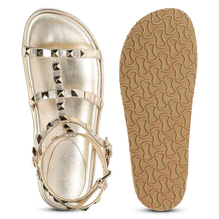 Saint Tessa Platin Studded Leather Footbed Sandals