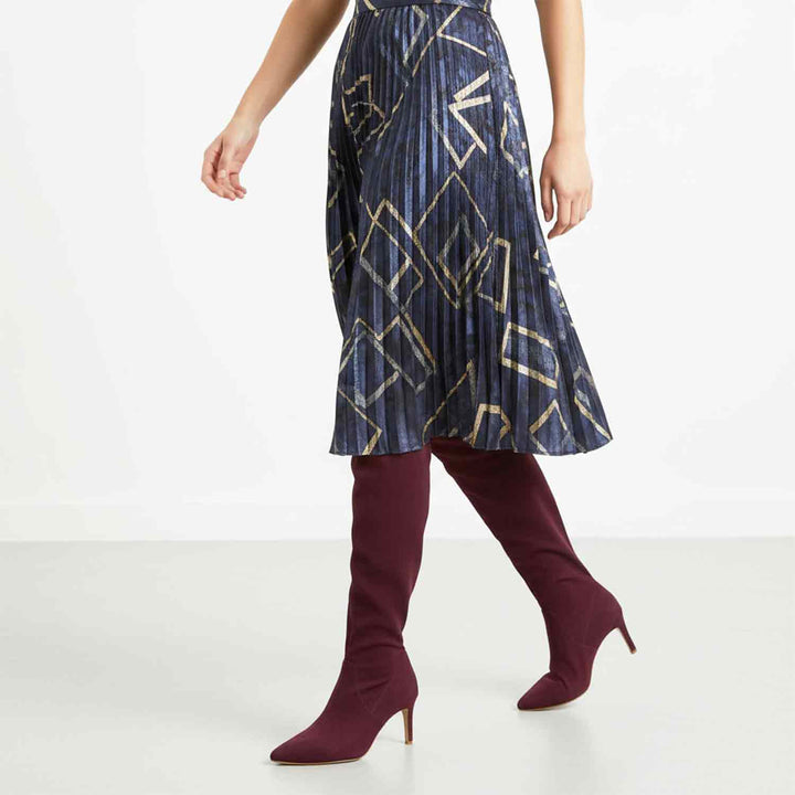 Saint Benoite Burgundy Stretch Suede Thigh High Boots
