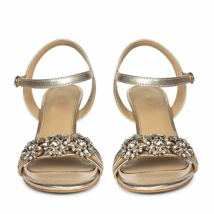 Saint Brittany Crystal Stone Gold Leather Stilettos