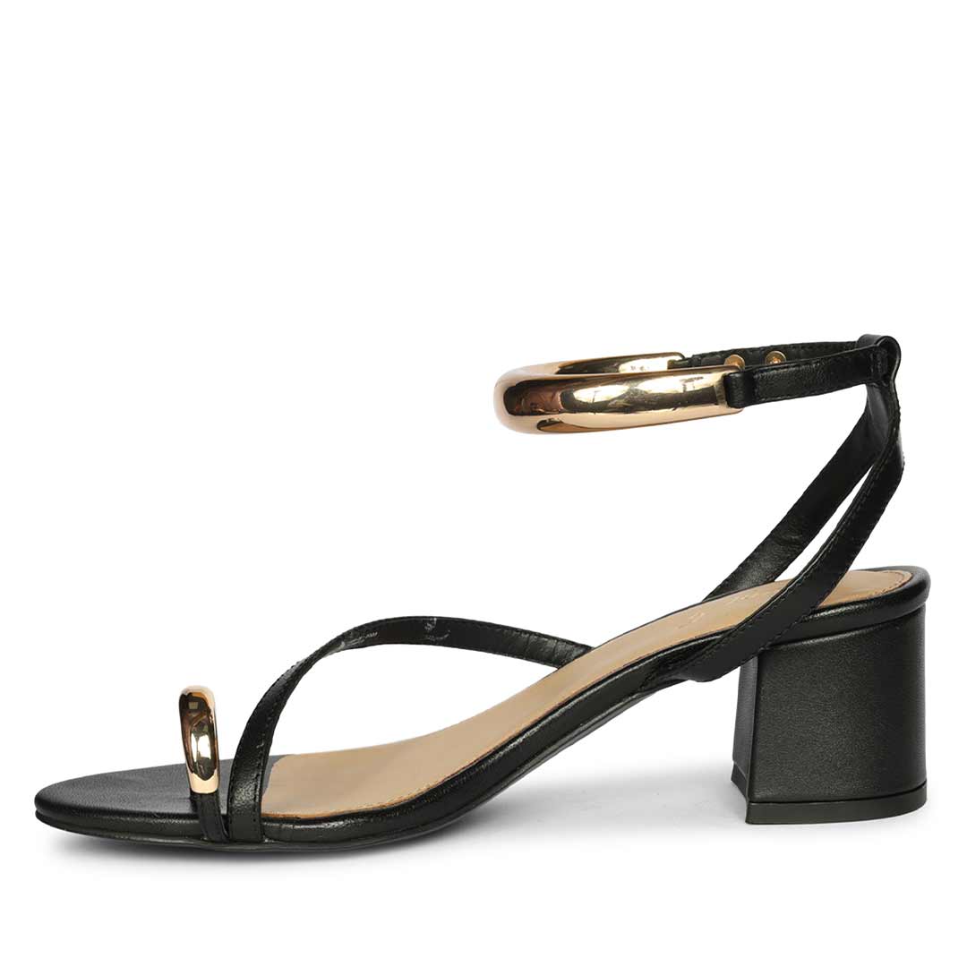 Saint Black Leather Block Heel