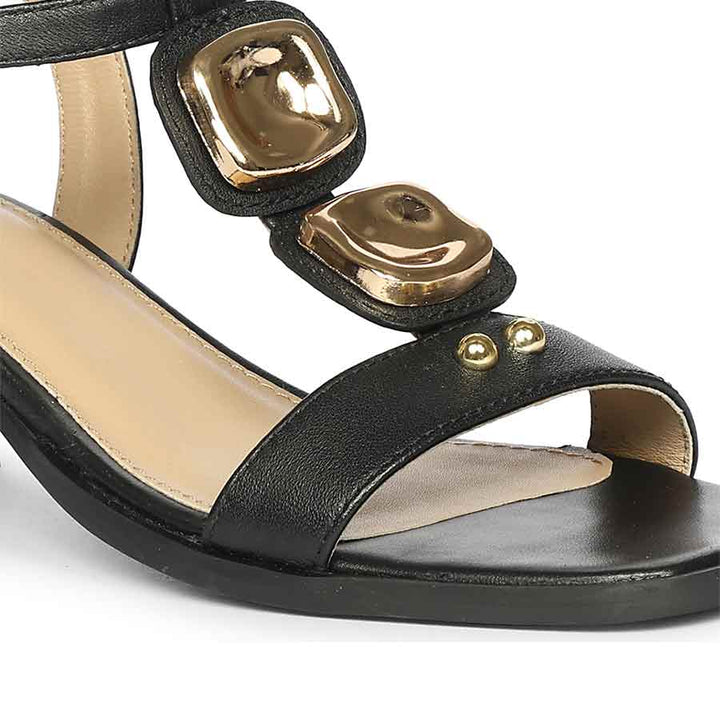 Designer Black Leather Sandals for Women