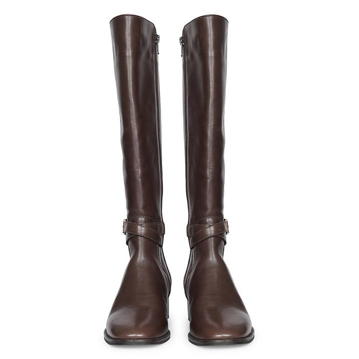 Saint Brown Leather Lace Up Long Boots