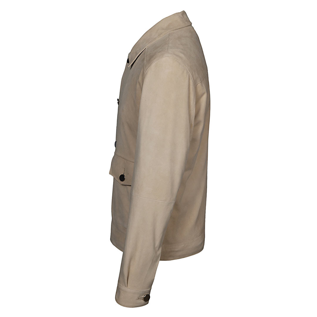 Saint Boris Off White Leather Men's Jacket With Collars