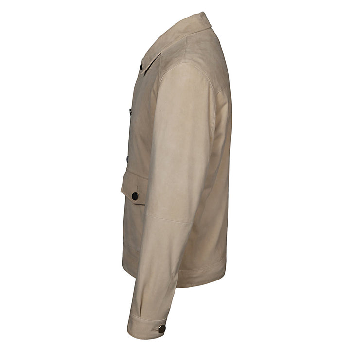 Saint Boris Off White Leather Men's Jacket With Collars