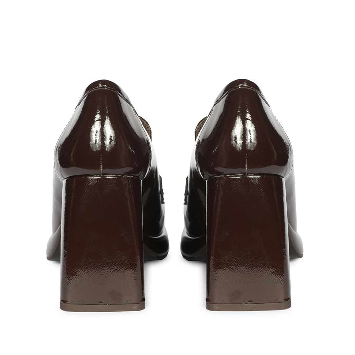 Saint Belen Choco Brown Crinkle Patent Moccasins
