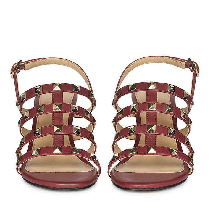 Saint Colette Rockstud Bordo Leather Stilettos
