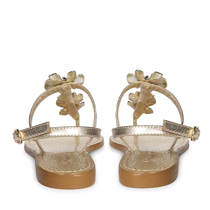 Saint Orion Flower Gold Metallic Leather Sandals
