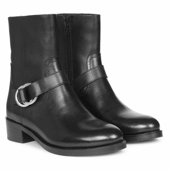 Saint Marina Black Leather High Ankle Boots