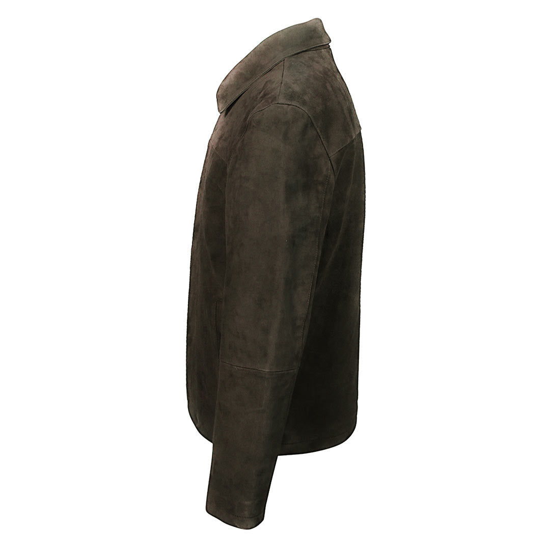 Saint Aris Chocolate Suede Leather Men's Jacket With Collars