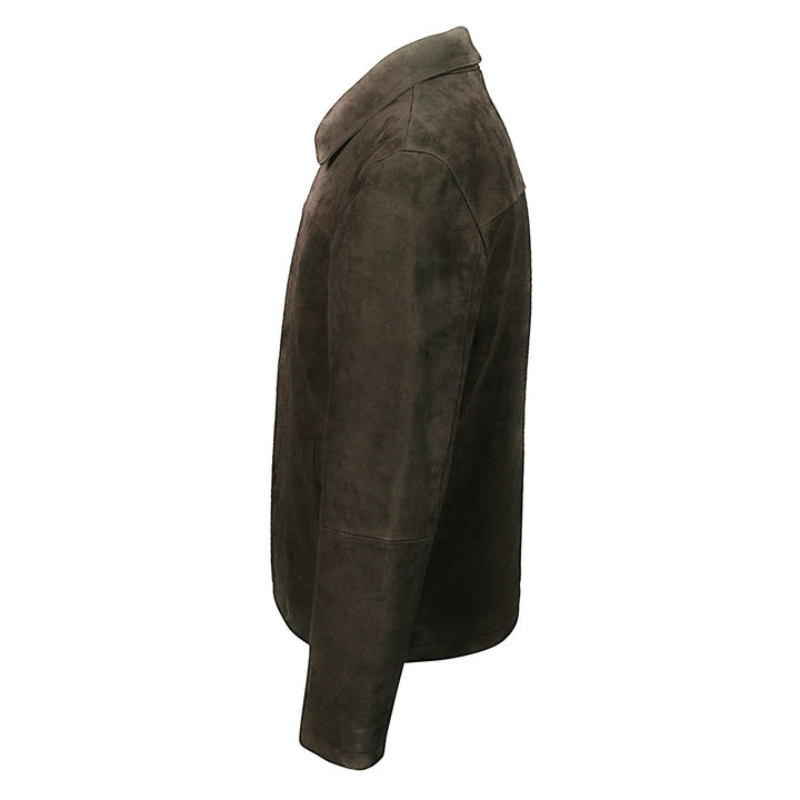 Saint Aris Chocolate Suede Leather Men's Jacket With Collars