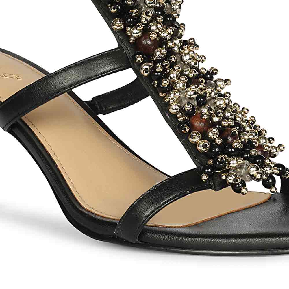 Saint Vesper Embellished Black Leather Stilettos