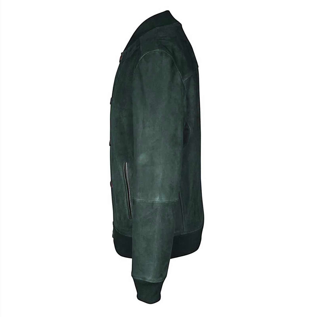 Saint Carlo Green Suede Bomber Jacket