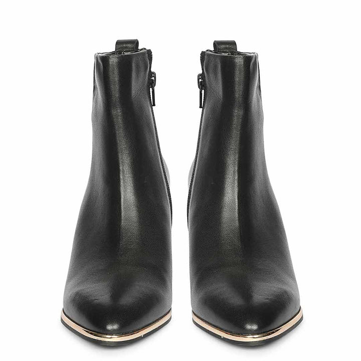 Saint Maelis Black Leather Wedge heel Ankle boots