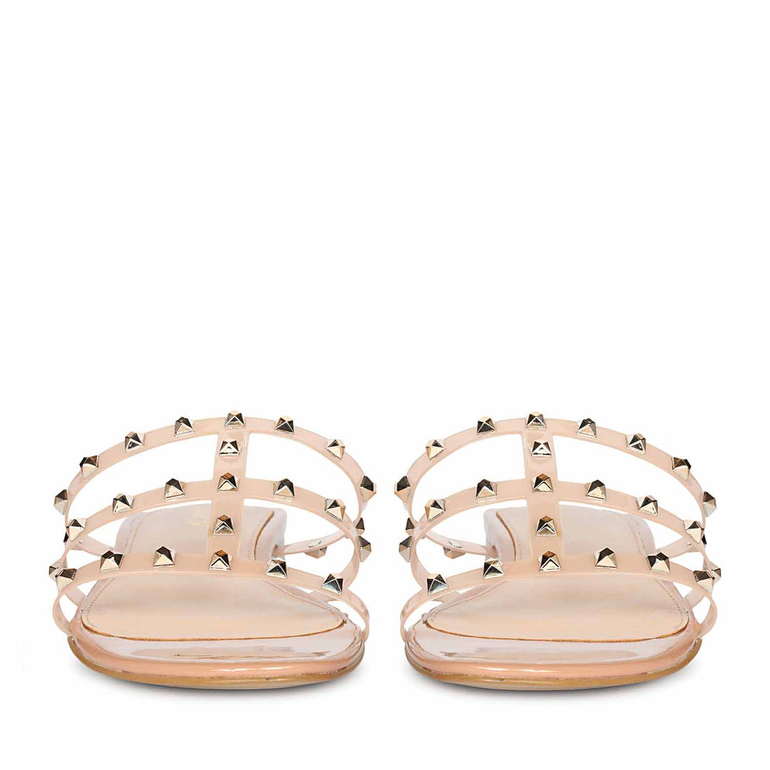 Saint Venera Metal Studded Blush Vegan Leather Flats