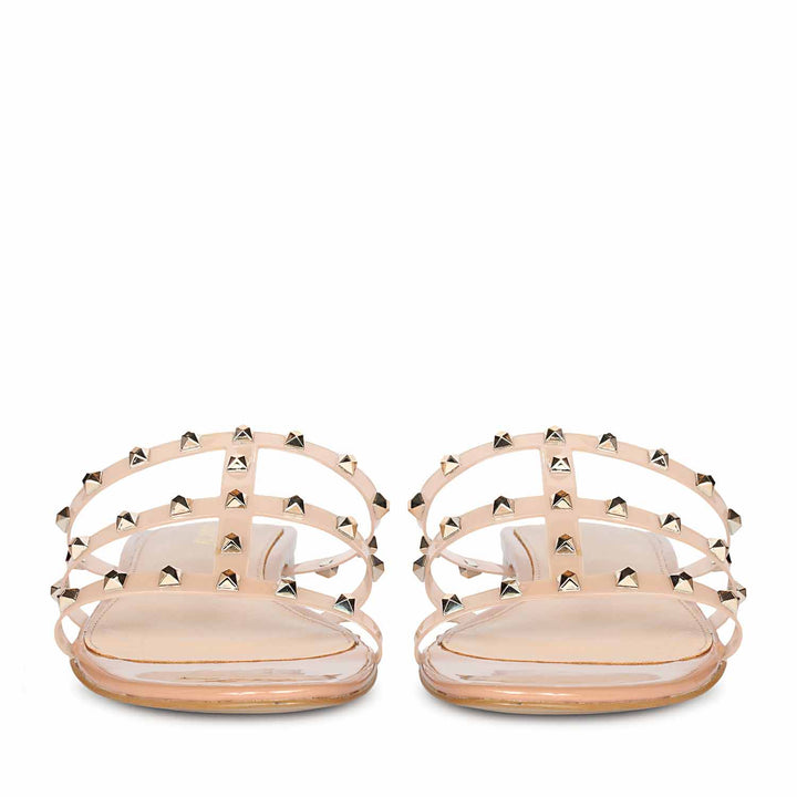 Saint Venera Metal Studded Blush Vegan Leather Flats