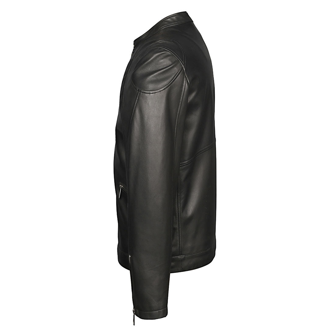 Saint Ethan Men Black Leather Cafe Racer Jackets