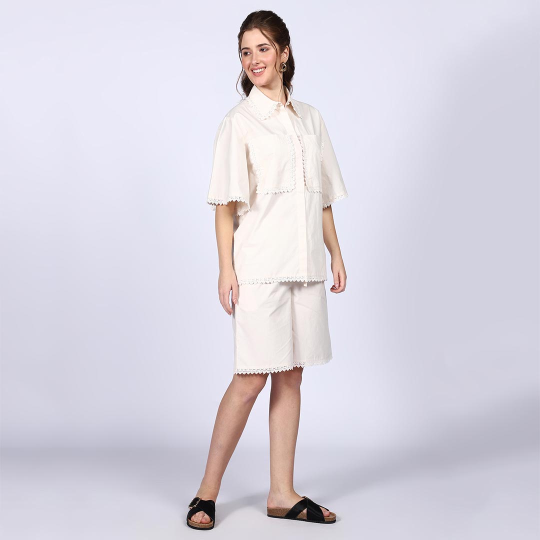 Saint Aurora Ivory Cotton Poplin Co-ord Set