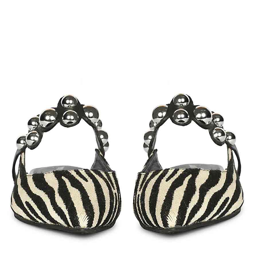 Saint Danika White Zebra Studded Leather Flats