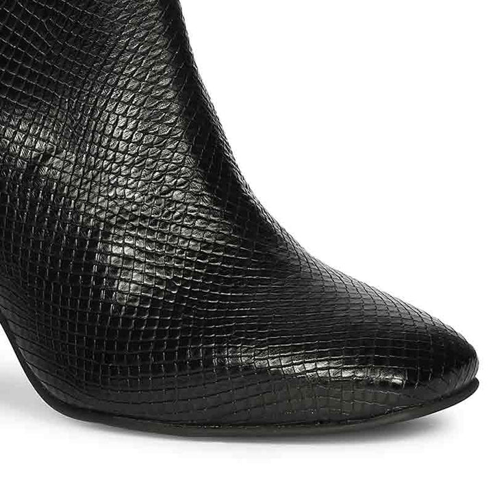 Saint Amara Black Snake Embossed Leather Ankle Boots