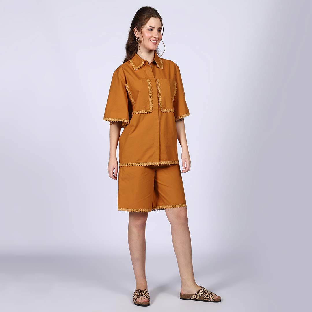 Saint Camille Mustard Cotton Poplin Co-ord Set