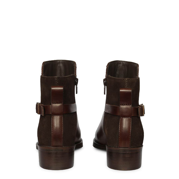 Saint Mikayla Buckle Strap Brown Leather Ankle Boots