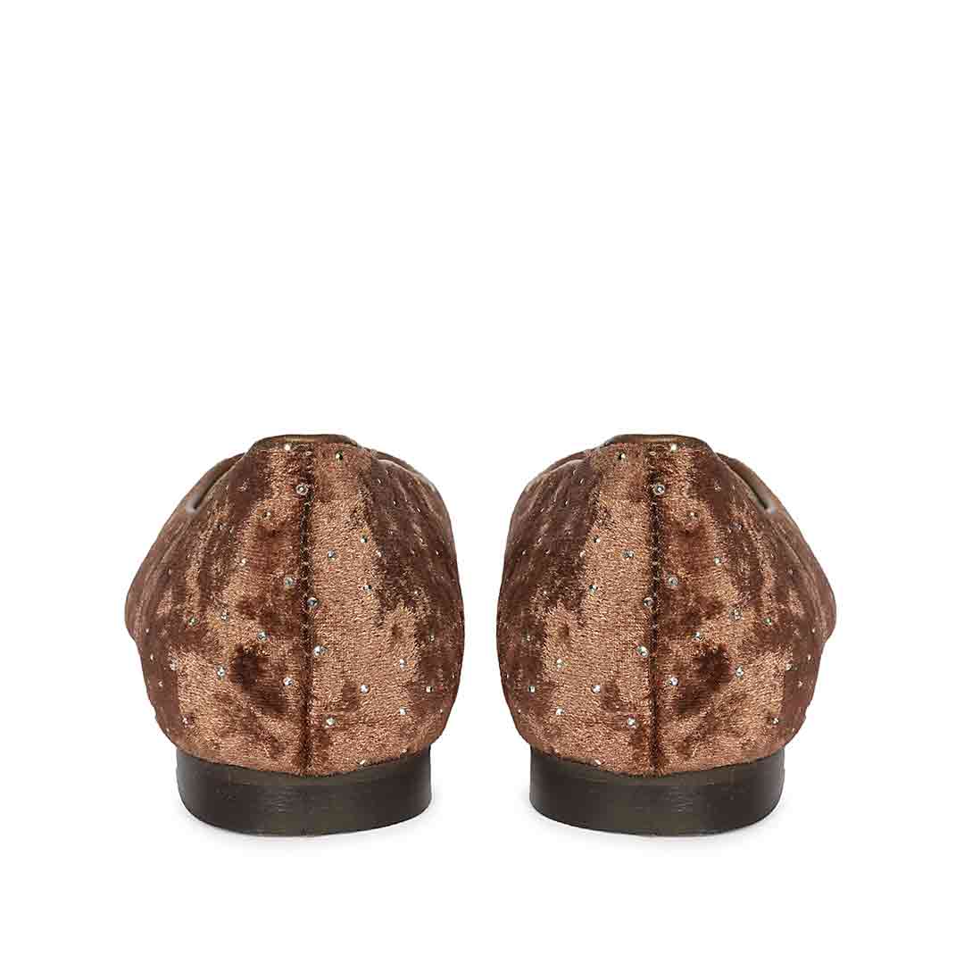 Saint Lilly Strass Brown Velvet Ballerinas
