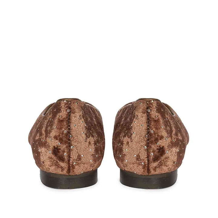 Saint Lilly Strass Brown Velvet Ballerinas