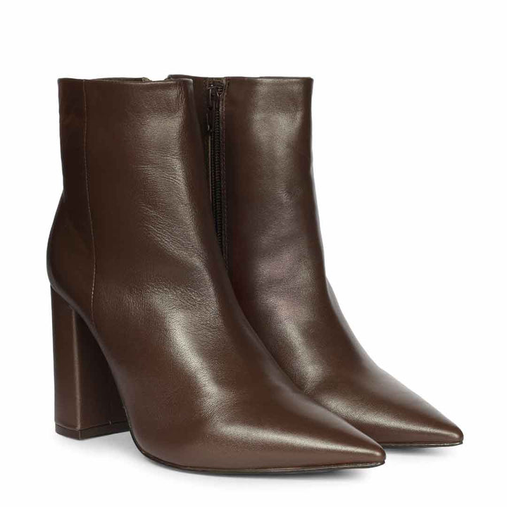 Saint Hana Handcrafted Brown Leather Ankle Boots