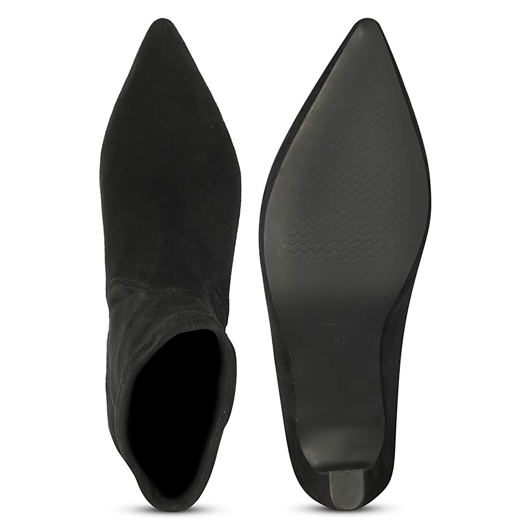 Saint Avery Black Stretch Suede Kitten Heel Boots