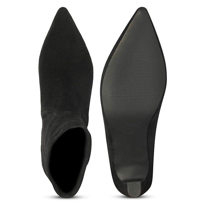 Saint Avery Black Stretch Suede Kitten Heel Boots