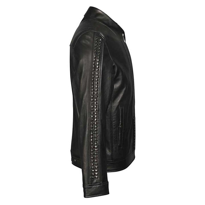 Saint Edoardo Studded Black Leather Men's Jackets