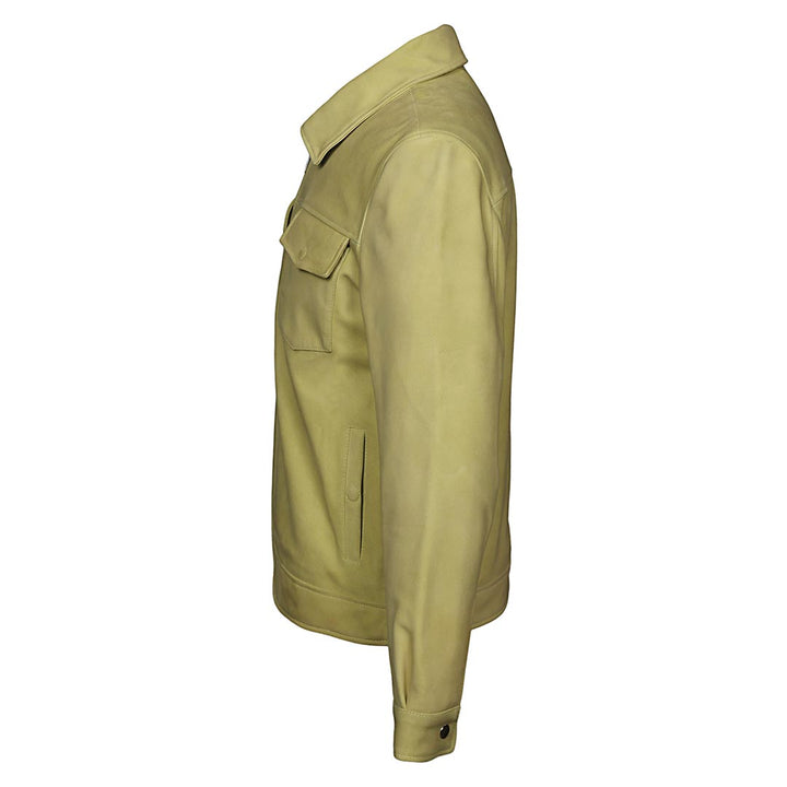 Saint Ruben Lime Suede Leather Men's Jacket With Collars