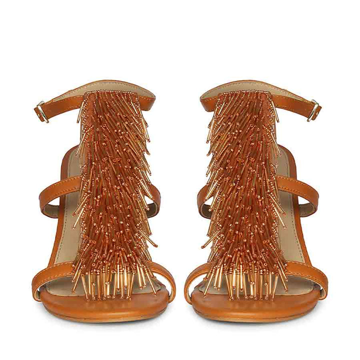 Saint Faye Tan Leather Fringe Stilettos