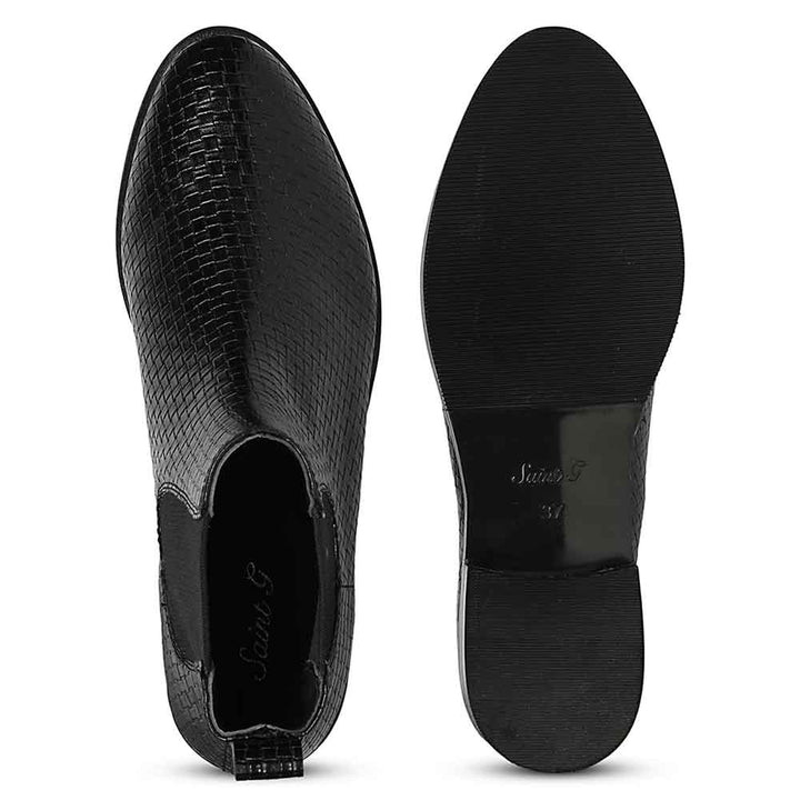 Saint Amara Woven Embossed Chelsea Leather Boots