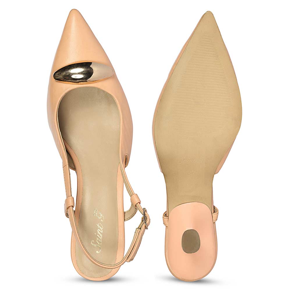 Saint Inara Peach Leather Slingback Heels