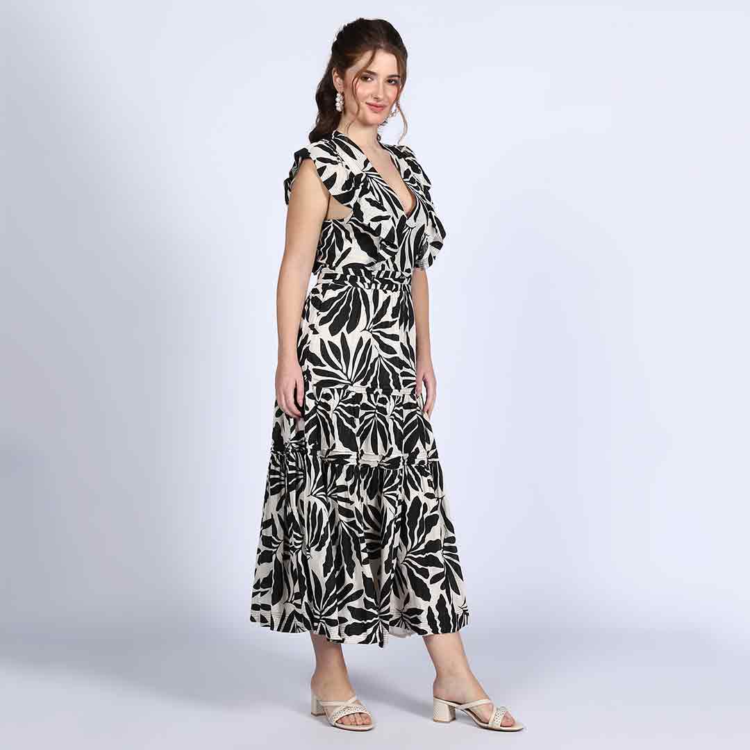 Saint Womens Ivory Printed Lurex Maxi Dress