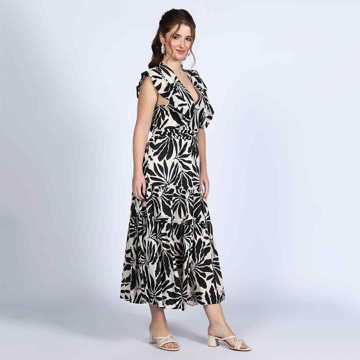 Saint Odette Ivory Printed Lurex Maxi Dress