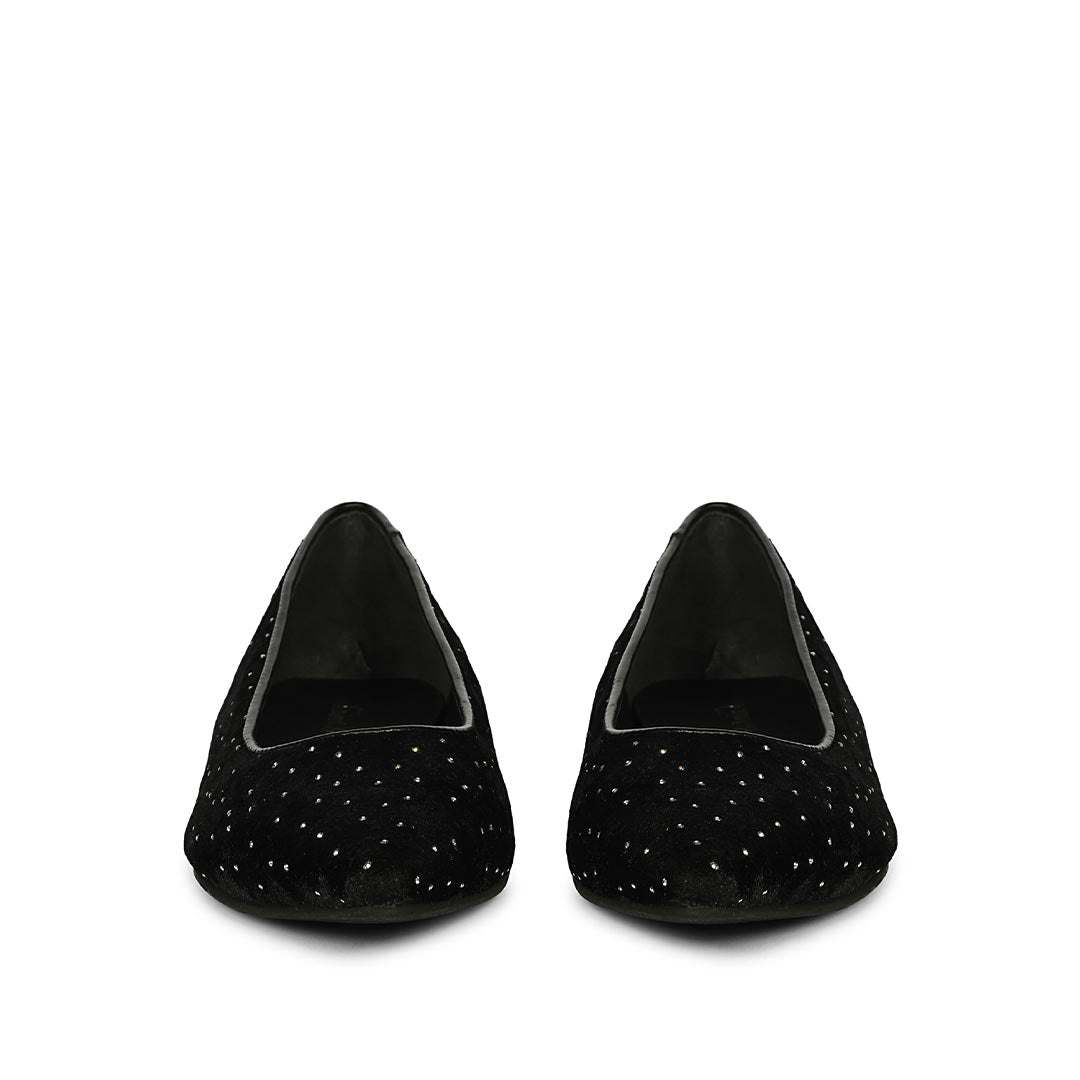 Saint Lilly Strass Black Velvet Ballerinas