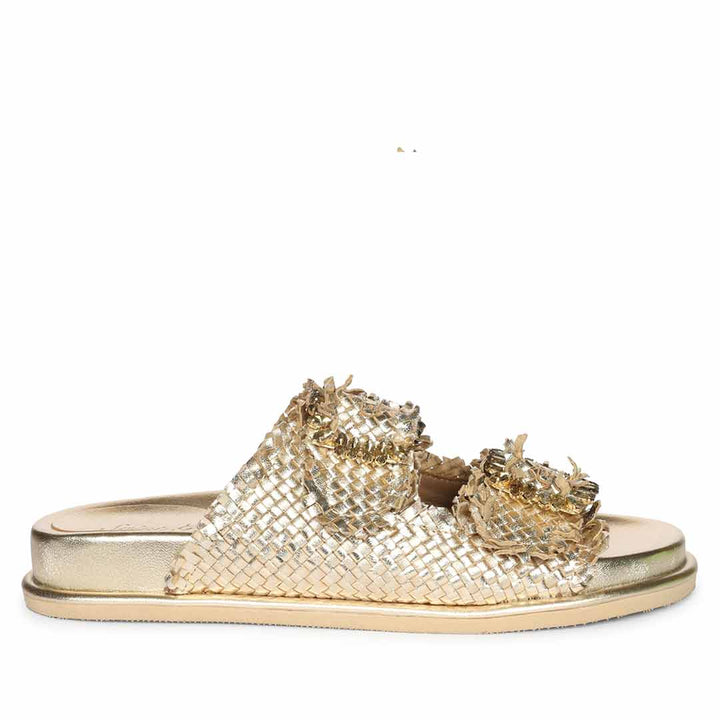 Saint Nuala Diamante Platin Woven Leather Sandals