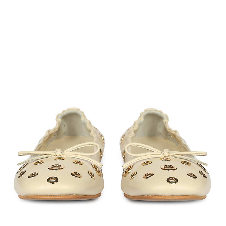 Saint Rovella Off White Eyelet Ballet Flats