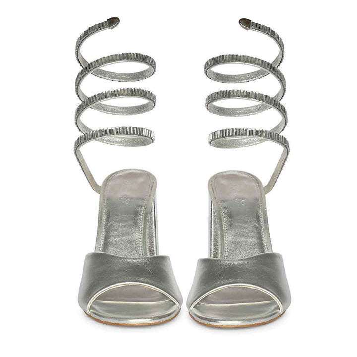 Saint Colette Silver Strappy Block Heels
