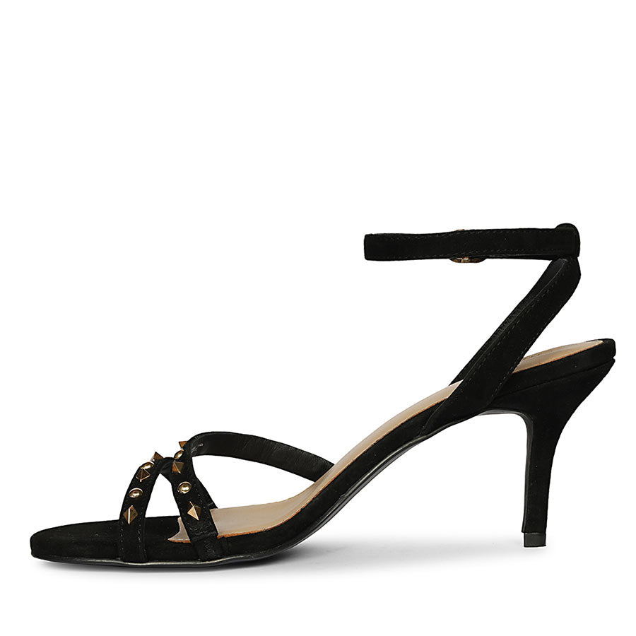 Saint Dovie Studded Black Suede Leather Stilettos