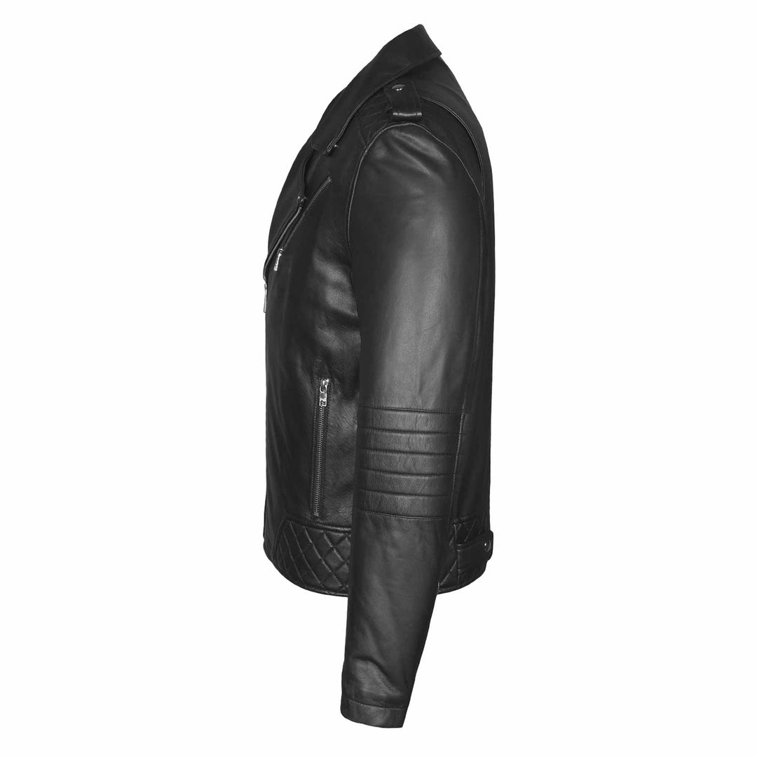 Saint Fabio Men Black Leather Biker Style Jackets