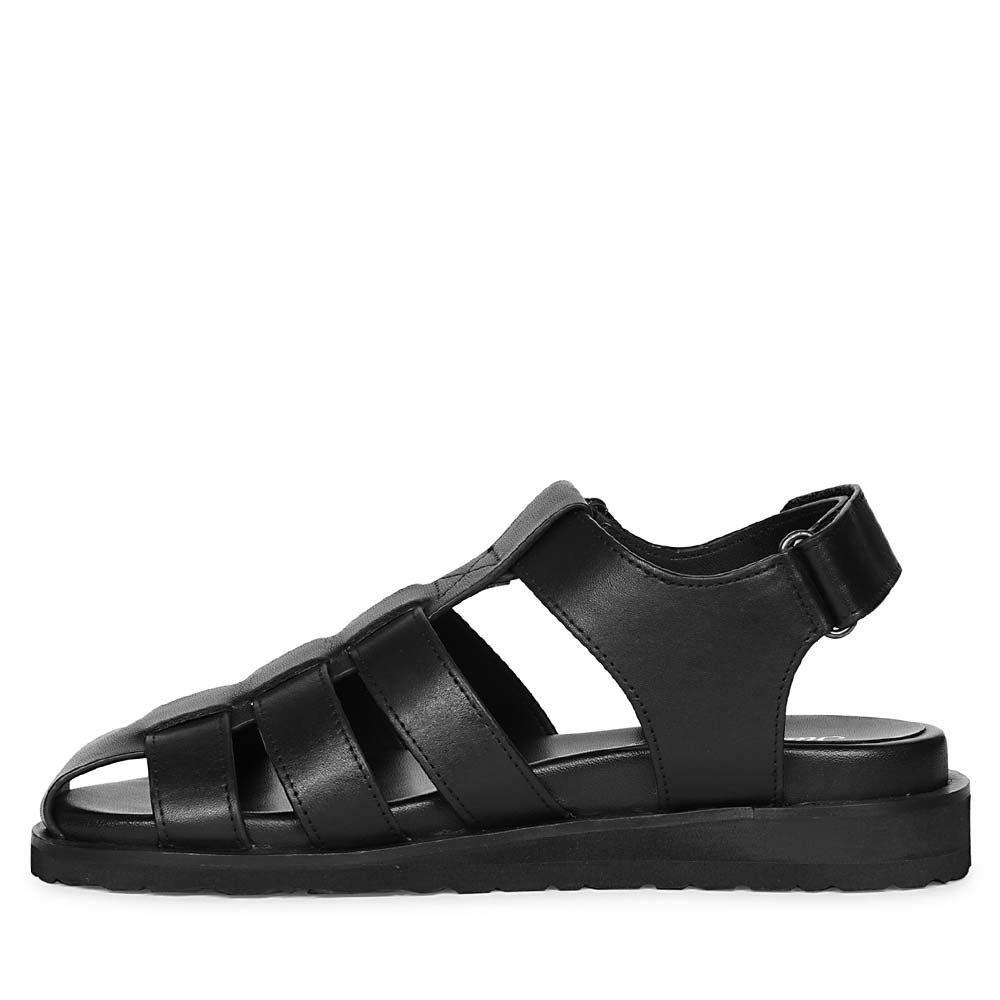 Saint Ophelia Black Leather Footbed Sandals