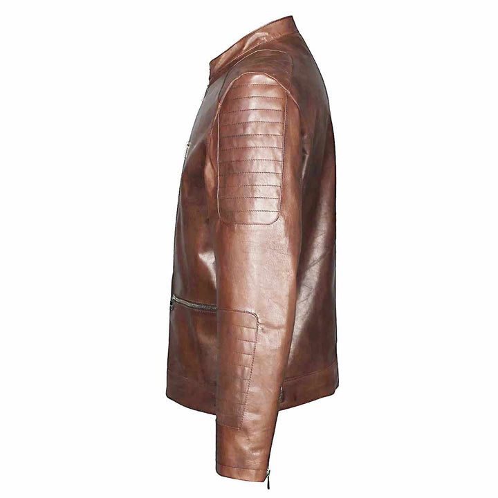 Saint Ellis Burgundy Leather Men's Cafe Racer Jackets