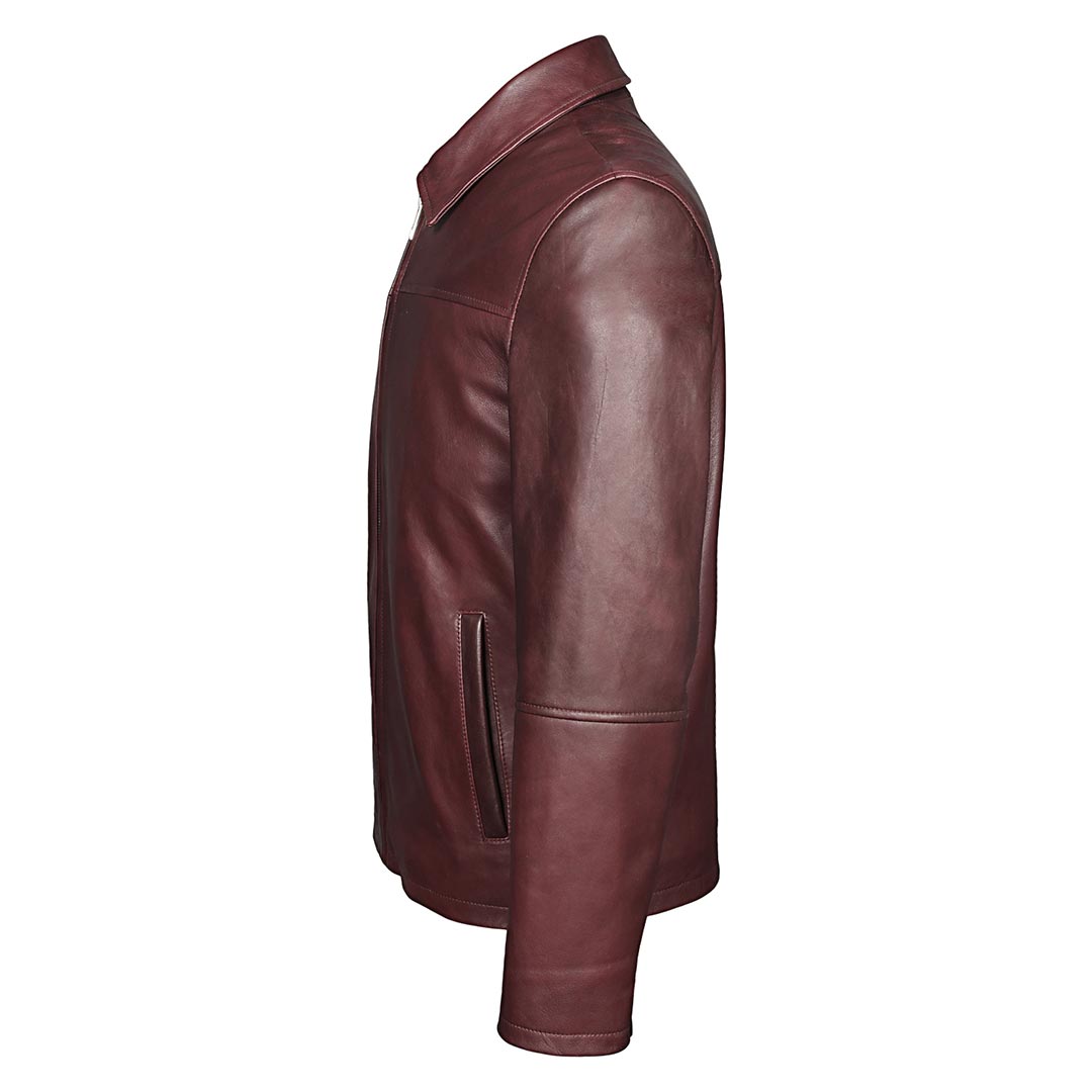 Saint Jory Maroon Leather Men's Jacket