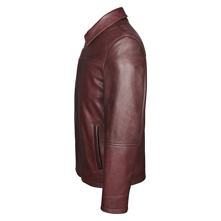 Saint Jory Maroon Leather Men's Jacket