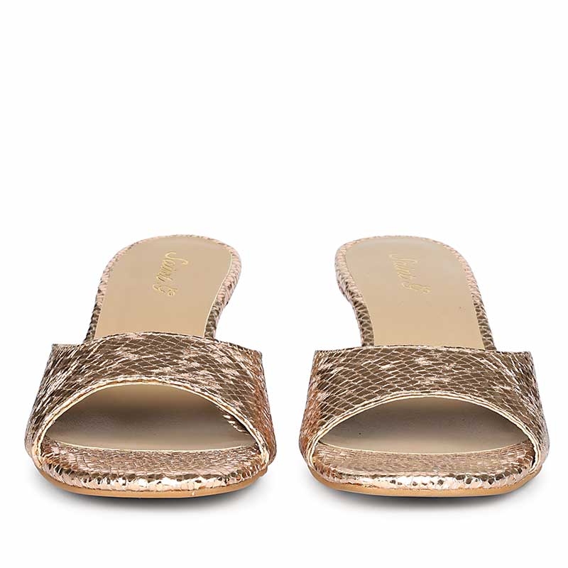 Saint Lorelei Gold Snake Embossed Kitten Heels