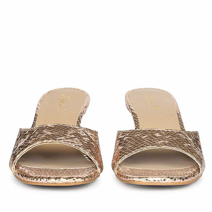 Saint Lorelei Gold Snake Embossed Kitten Heels