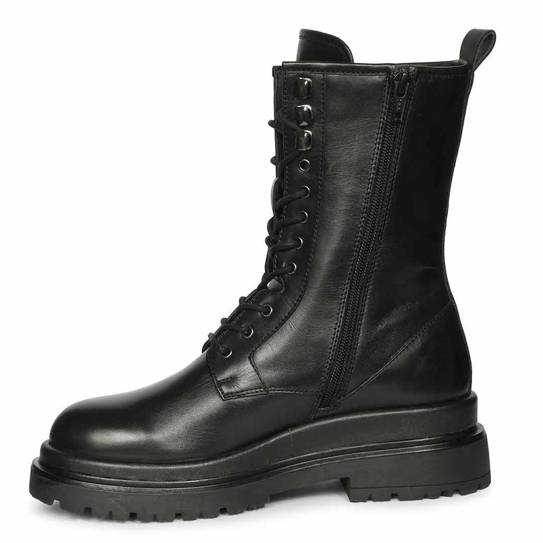 Saint Black Leather High Ankle Boots